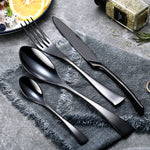 24Pcs/set Stainless Steel Black Cutlery