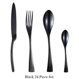 24Pcs/set Stainless Steel Black Cutlery