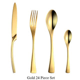 24Pcs/set Stainless Steel Black Cutlery