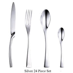 24Pcs/set Stainless Steel Black Cutlery