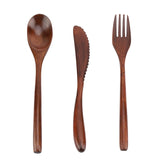 Nosii Reusable Elegant Retro Wooden Bamboo Cutlery Flatware With Bags/Dinnerware Spoon Fork Chopsticks Portable Dinnerware Set