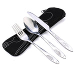 6pcs Portable Stainless Steel Knife Spoon Cutlery Set Flower Painting Fork Dinner Tableware Set Tableware Case Kit For Camping