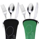 6pcs Portable Stainless Steel Knife Spoon Cutlery Set Flower Painting Fork Dinner Tableware Set Tableware Case Kit For Camping