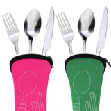 6pcs Portable Stainless Steel Knife Spoon Cutlery Set Flower Painting Fork Dinner Tableware Set Tableware Case Kit For Camping