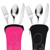 6pcs Portable Stainless Steel Knife Spoon Cutlery Set Flower Painting Fork Dinner Tableware Set Tableware Case Kit For Camping