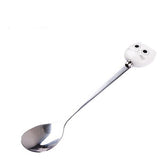 Adeeing Creative Fashion Cute Ceramic Stainless Steel Spoon Fork Cartoon Portable Tea Coffee Ice Cream Cutlery Tableware