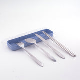 4 pcs Portable Outdoor Stainless Steel Tableware Set Cutlery Fork Spoon Chopsticks Flatware Set Travel Dinner Set with Box