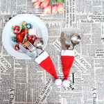 Santa Hat Reindeer Christmas New Year Pocket Fork Knife Cutlery Holder Bag Home Party Table Dinner Decoration Tableware