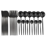 24Pcs/Set 304 Stainless Steel Black Cutlery