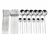 24Pcs/Set 304 Stainless Steel Black Cutlery