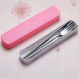 3Pcs/Set Utensils Dinner Tableware Cutlery Set Stainless Steel Spoon Fork Chopsticks Tableware Set Case Kit Tableware