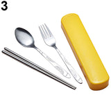 3Pcs/Set Utensils Dinner Tableware Cutlery Set Stainless Steel Spoon Fork Chopsticks Tableware Set Case Kit Tableware