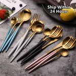 Dinnerware Set 304 Stainless Steel Cutlery Set Steak Knife Fork Set Coffee Spoon Teaspoon Flatware Tableware Kitchen Silverware