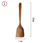 7pcs/set Teak Natural Wood Tableware Spoon Ladle Turner Rice Colander Soup Skimmer Cooking Spoon Scoop Kitchen Reusable Tool Kit