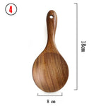 7pcs/set Teak Natural Wood Tableware Spoon Ladle Turner Rice Colander Soup Skimmer Cooking Spoon Scoop Kitchen Reusable Tool Kit