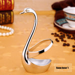 European 304 Stainless Steel Dinnerware Set Portable Cutlery Set Swan Holder Table Tableware Dinner Tableware Set spoon fork