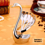 European 304 Stainless Steel Dinnerware Set Portable Cutlery Set Swan Holder Table Tableware Dinner Tableware Set spoon fork