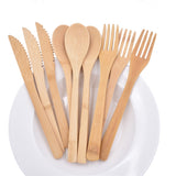 3pcs/set Tableware Set Camping Outdoor Natural Bamboo Japanese Style Restaurant Fork Knife Spoon Cutlery Western Dinnerware