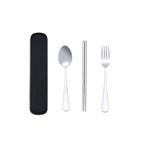 Stainless Steel Dinnerware Set Travel Camping Cutlery Set Reusable Silverware With Spoon Fork Chopsticks Straw And Portable Case