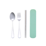 Stainless Steel Dinnerware Set Travel Camping Cutlery Set Reusable Silverware With Spoon Fork Chopsticks Straw And Portable Case