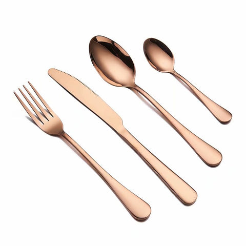 Spklifey Gold Dinnerware Set Wedding Golden Travel Cutlery Set Stainless Steel Dinner Knife Fork Scoops Silverware Wholesale