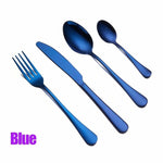 Spklifey Gold Dinnerware Set Wedding Golden Travel Cutlery Set Stainless Steel Dinner Knife Fork Scoops Silverware Wholesale