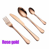 Spklifey Gold Dinnerware Set Wedding Golden Travel Cutlery Set Stainless Steel Dinner Knife Fork Scoops Silverware Wholesale