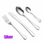 Spklifey Gold Dinnerware Set Wedding Golden Travel Cutlery Set Stainless Steel Dinner Knife Fork Scoops Silverware Wholesale