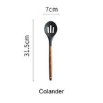 Silicone Kitchen Set Cooking Tools Utensils Set Spatula Shovel Soup Spoon with Wooden Handle Special Heat-resistant Design