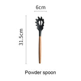 Silicone Kitchen Set Cooking Tools Utensils Set Spatula Shovel Soup Spoon with Wooden Handle Special Heat-resistant Design