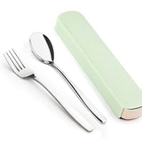 WORTHBUY Portable Travel Tableware Set Stainless Steel Dinnerware With Box Kitchen Fork Spoon Dinner Set For Kid School Cutlery