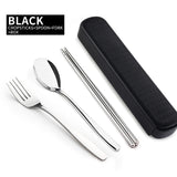 WORTHBUY Portable Travel Tableware Set Stainless Steel Dinnerware With Box Kitchen Fork Spoon Dinner Set For Kid School Cutlery