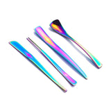 4PCS Stainless Steel Dessert Cutlery Set Ice Cream Sandwich Butter Knife Cheese Slicer Breakfast Mirror Fork & Spoon Tableware