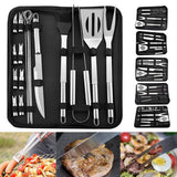 Stainless Steel BBQ Tools Set Barbecue Grilling Utensil Accessories Camping Outdoor Cooking Tools Kit BBQ Utensils 18Pcs