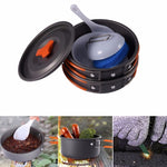 8pcs Worldwide Backpacking Picnic Outdoor Camping Hiking Folding Cookware Bowl Pot Pan Spoon Set Cooking Equipment drop shipping