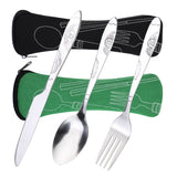 6pcs Portable Stainless Steel Knife Spoon Cutlery Set Flower Painting Fork Dinner Tableware Set Tableware Case Kit For Camping