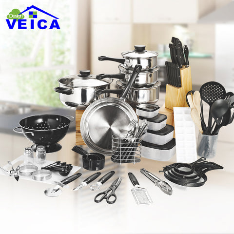 80 Piece Panelas De Ceramica Arrival Fda Top Fashion Real Cookware Cooking Pots And Pans Set Kitchen Starter Combo Utensil