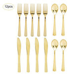 12Pack Flat Plating Gold Disposable Cutlery