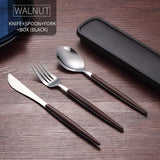 WORTHBUY Western Gold Cutlery Set 304 Stainless Steel Cutlery Kitchen Knife Spoon Fork Dinner Set Portable Travel Tableware Set