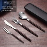 WORTHBUY Western Gold Cutlery Set 304 Stainless Steel Cutlery Kitchen Knife Spoon Fork Dinner Set Portable Travel Tableware Set