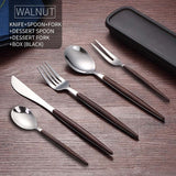 WORTHBUY Western Gold Cutlery Set 304 Stainless Steel Cutlery Kitchen Knife Spoon Fork Dinner Set Portable Travel Tableware Set