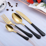 Black Gold Steel Cutlery Set Western Dinnerware Set Portable Stainless Steel Kitchen Forks Spoons Knives Tableware Drop Ship