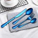 Black Gold Steel Cutlery Set Western Dinnerware Set Portable Stainless Steel Kitchen Forks Spoons Knives Tableware Drop Ship