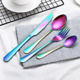 Black Gold Steel Cutlery Set Western Dinnerware Set Portable Stainless Steel Kitchen Forks Spoons Knives Tableware Drop Ship