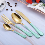 Black Gold Steel Cutlery Set Western Dinnerware Set Portable Stainless Steel Kitchen Forks Spoons Knives Tableware Drop Ship