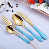 Black Gold Steel Cutlery Set Western Dinnerware Set Portable Stainless Steel Kitchen Forks Spoons Knives Tableware Drop Ship