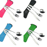 Stainless Steel Cutlery Set Portable Spoon Fork Knife Travel Picnic Western Tool Set Kitchen Accessories For Home Outdoors